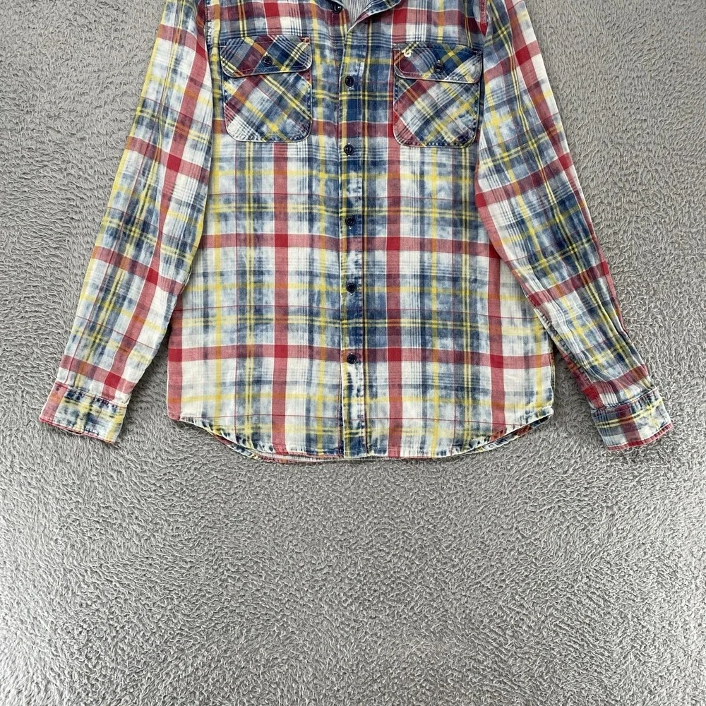 True Religion Western Plaid Shirt Mens XL Acid Wash Long Sleeve Button Up